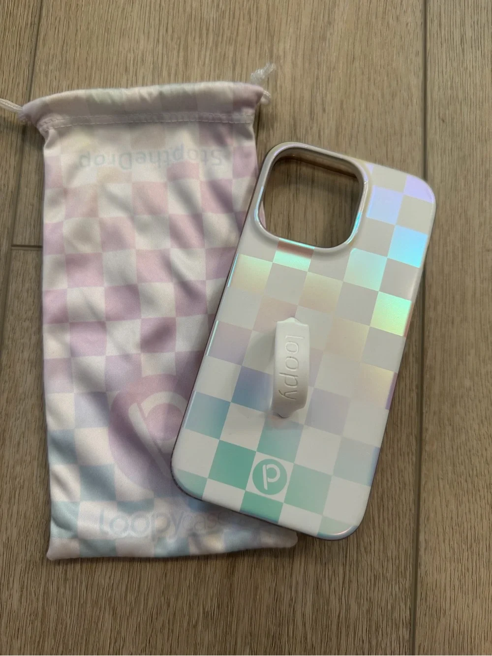 Loopy Case Iridescent Pearl Checkered Check iPhone 13 Pro Case with Grip